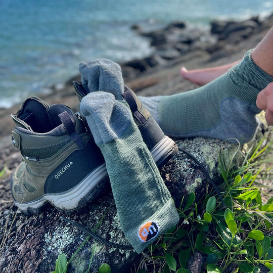 Hiking Socks UphillSport Repo 4-layer Merino Wool With Drytech Hiking Green Grey