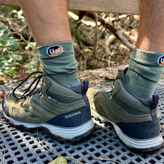 Hiking Socks UphillSport Repo 4-layer Merino Wool With Drytech Hiking Green Grey