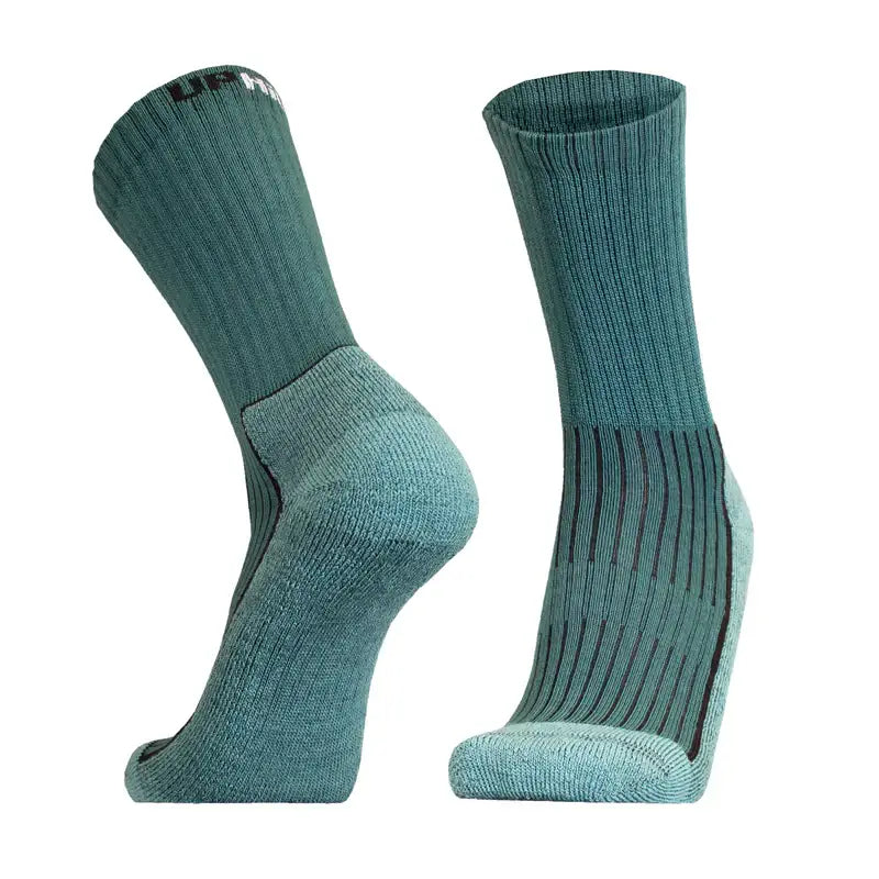 Hiking Socks UphillSport Saana Merino Wool Hiking Socks With Seamless Toe Front Green 