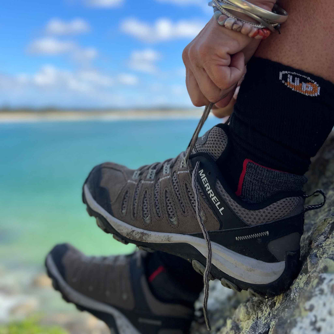 Hiking Socks UphillSport Saana Merino Wool Hiking Socks With Seamless Toe Black