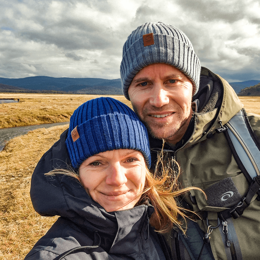 Sailor Beanie SuperYellow Merino Wool Sailor Beanie Denim Blue & Dark Grey