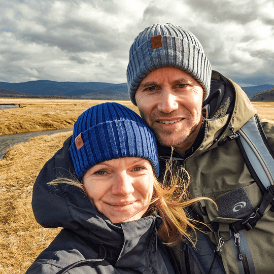 Sailor Beanie SuperYellow Merino Wool Sailor Beanie Denim Blue & Dark Grey