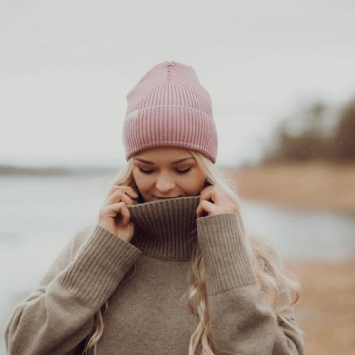 Beanie SuperYellow Skogen Lyocell & Merino Wool Beanie Light Pink