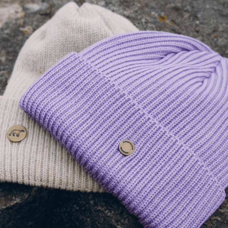 Beanie SuperYellow Hannah Merino Wool Beanie Lavender and Vanilla