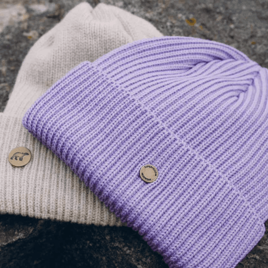 Beanie SuperYellow Hannah Merino Wool Beanie Lavender and Vanilla