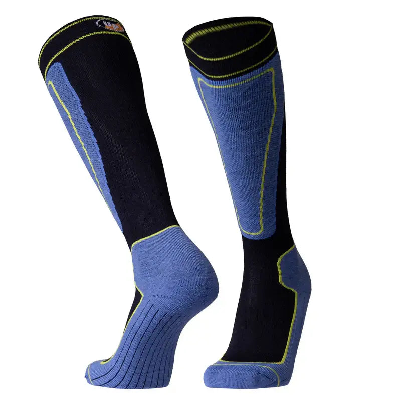 Ski Socks UphillSport Tuntu Multilayer High performance Merino Wool Ski Socks Front Black Skyblue