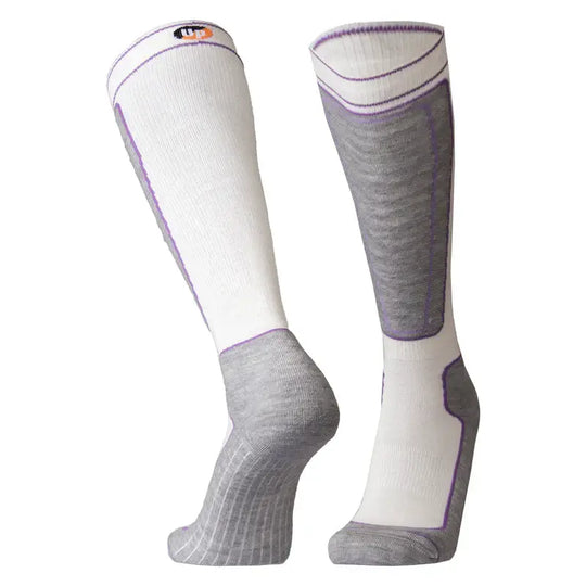 Ski Socks UphillSport Tuntu Multilayer High performance Merino Wool Ski Socks Front White Grey