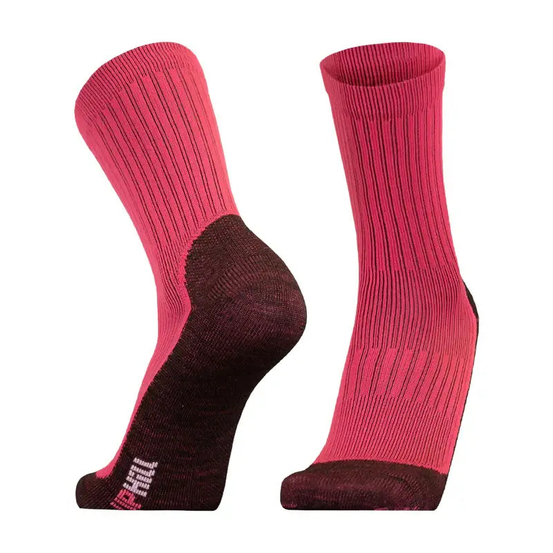 Running Socks UphillSport Winter XC Merino Wool Running Socks For Cold Conditions Front Pink Grey