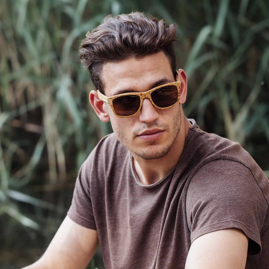 Blues Curly Birch Wooden Sunglasses | Durable Craftsmanship