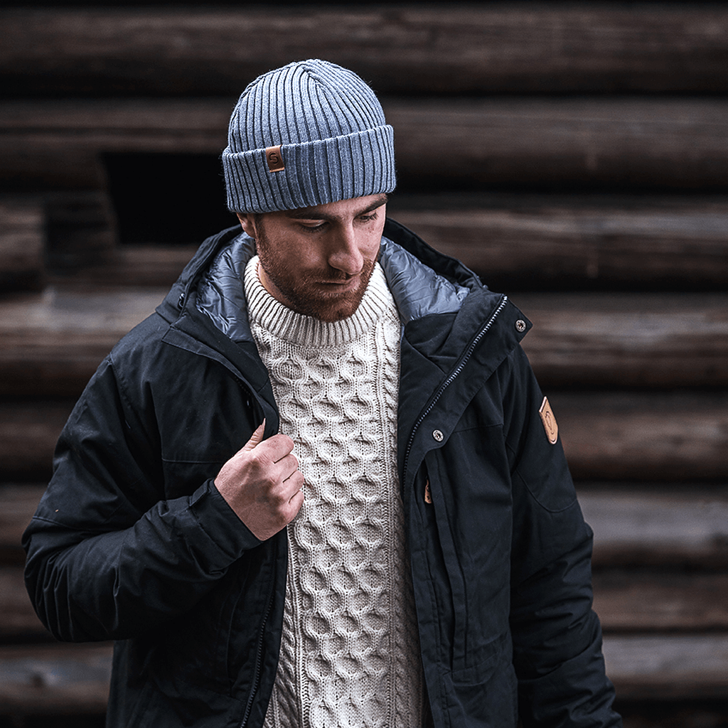 Sailor Beanie SuperYellow Merino Wool Sailor Beanie Light Grey